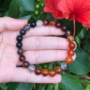 8MM Fire Agate Bead Stretchy Bracelet